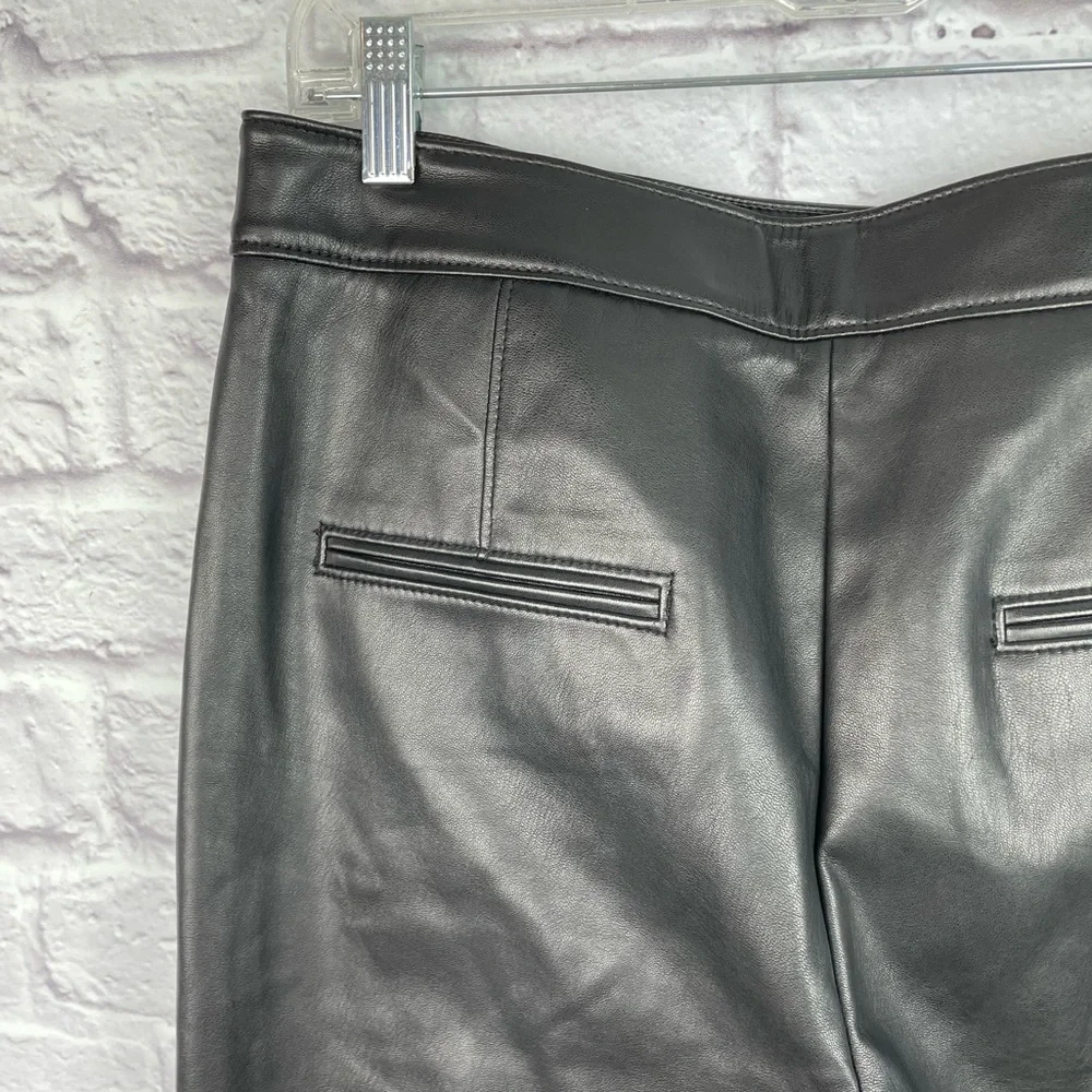 Ann Taylor High Waisted Faux Leather Black Pants Size 10 New! - Picture 2 of 7